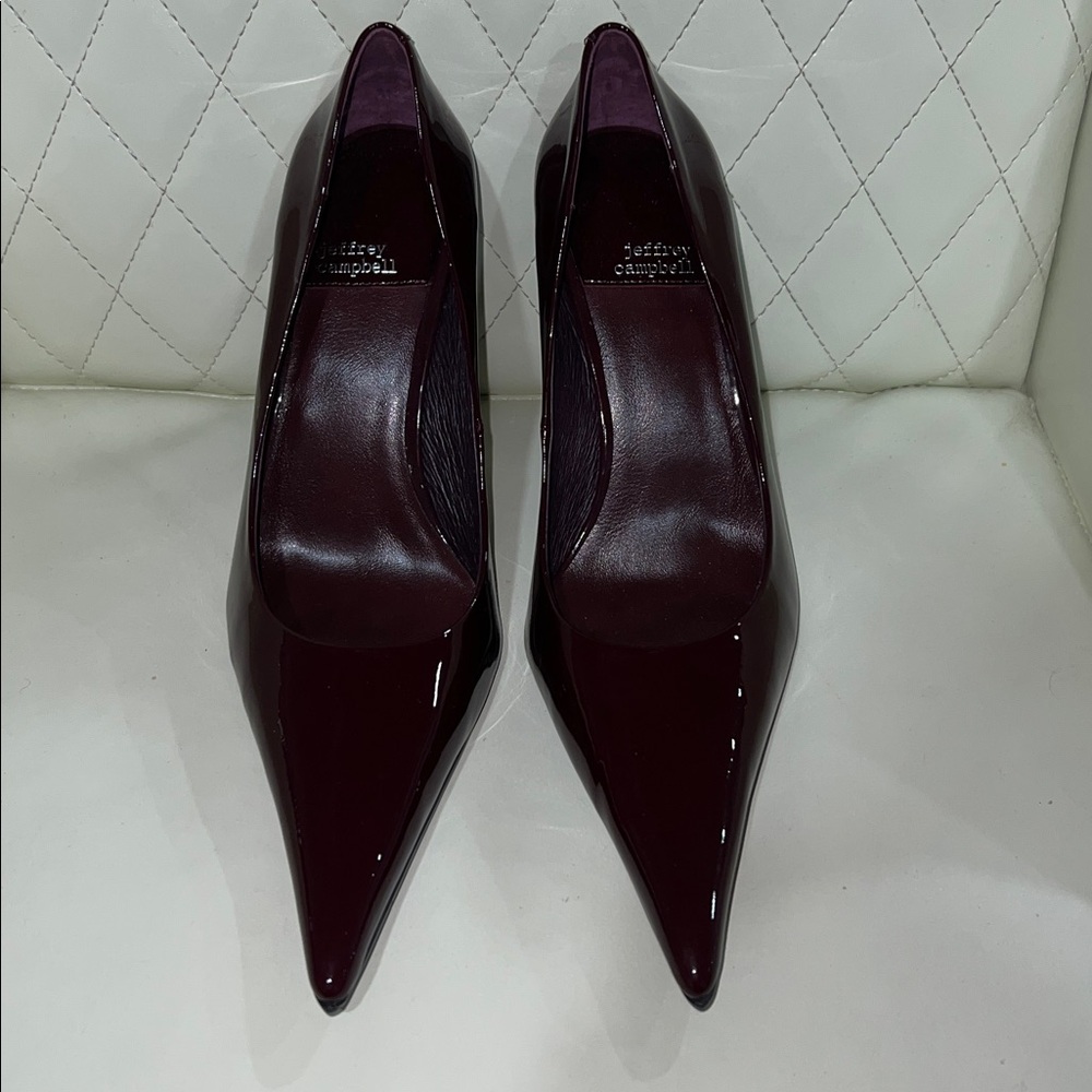Jeffrey Campbell Burgundy Patent Leather Pointed Toe Heels
